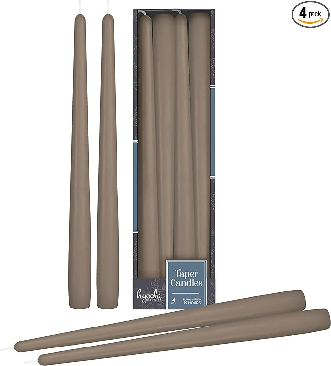 Hyoola Tall Taper Candles - 10 Inch Taupe Grey Unscented Dripless Taper Candles - 8 Hour Burn Tim... | Amazon (US)