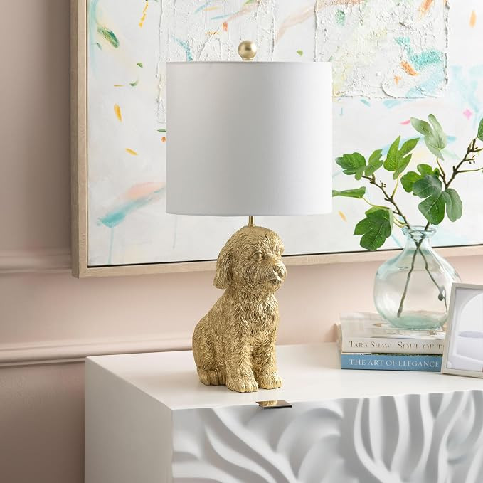 Crestview Collection 24" Golden Doodle Dog Resin Table Lamp, Desk Lamp w/White Linen Shade,Cute B... | Amazon (US)
