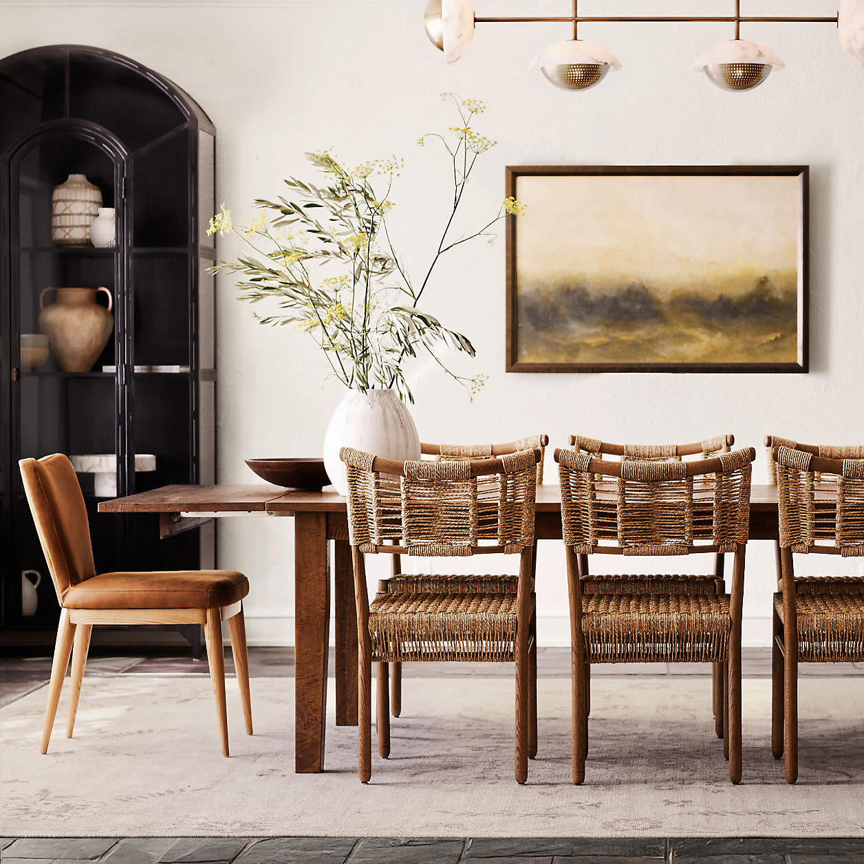 Basque 82"-118" Vintage Brown Solid Wood Extendable Dining Table + Reviews | Crate & Barrel | Crate & Barrel