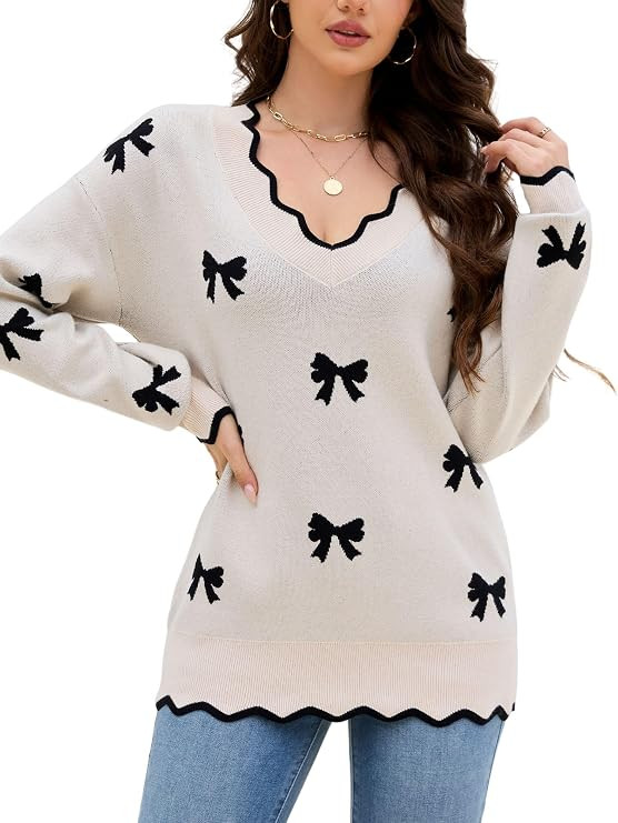 Leikar Fall Sweaters for Women 2026 V Neck Long Sleeve Knit Tops | Amazon (US)