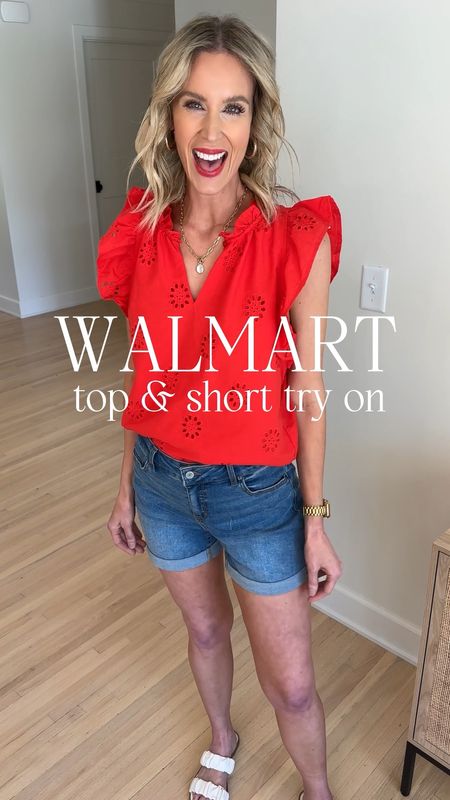 Spring top and denim shorts from Walmart! Walmart new arrivals! You’ll love these eyelet tops and casual but cute t-shirts! 

Jean shorts / pink shorts / affordable fashion / eyelet top / ruffle sleeve top / peplum 

#LTKstyletip #LTKfindsunder100 #LTKfindsunder50