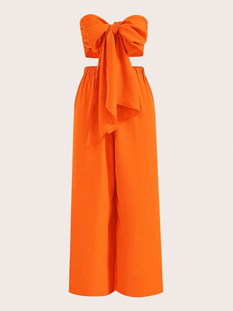 SHEIN VCAY Plus Big Bow Front Tube Top & Wide Leg Pants
       
              
              $20.... | SHEIN