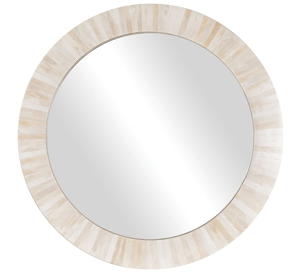 Nevaeh Round White Bone Wall Mirror | Pottery Barn (US)