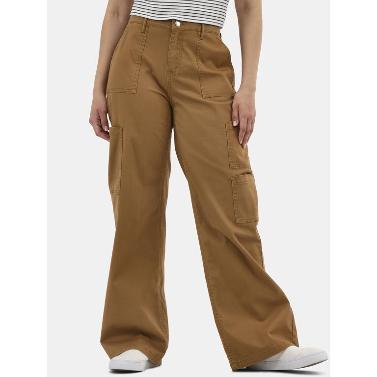 No Boundaries Wide Leg Cargo Pants, 31.5'' Inseam, Women's | Walmart (US)