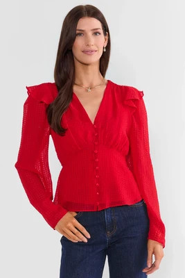 Avery Red Peplum Top | Avara