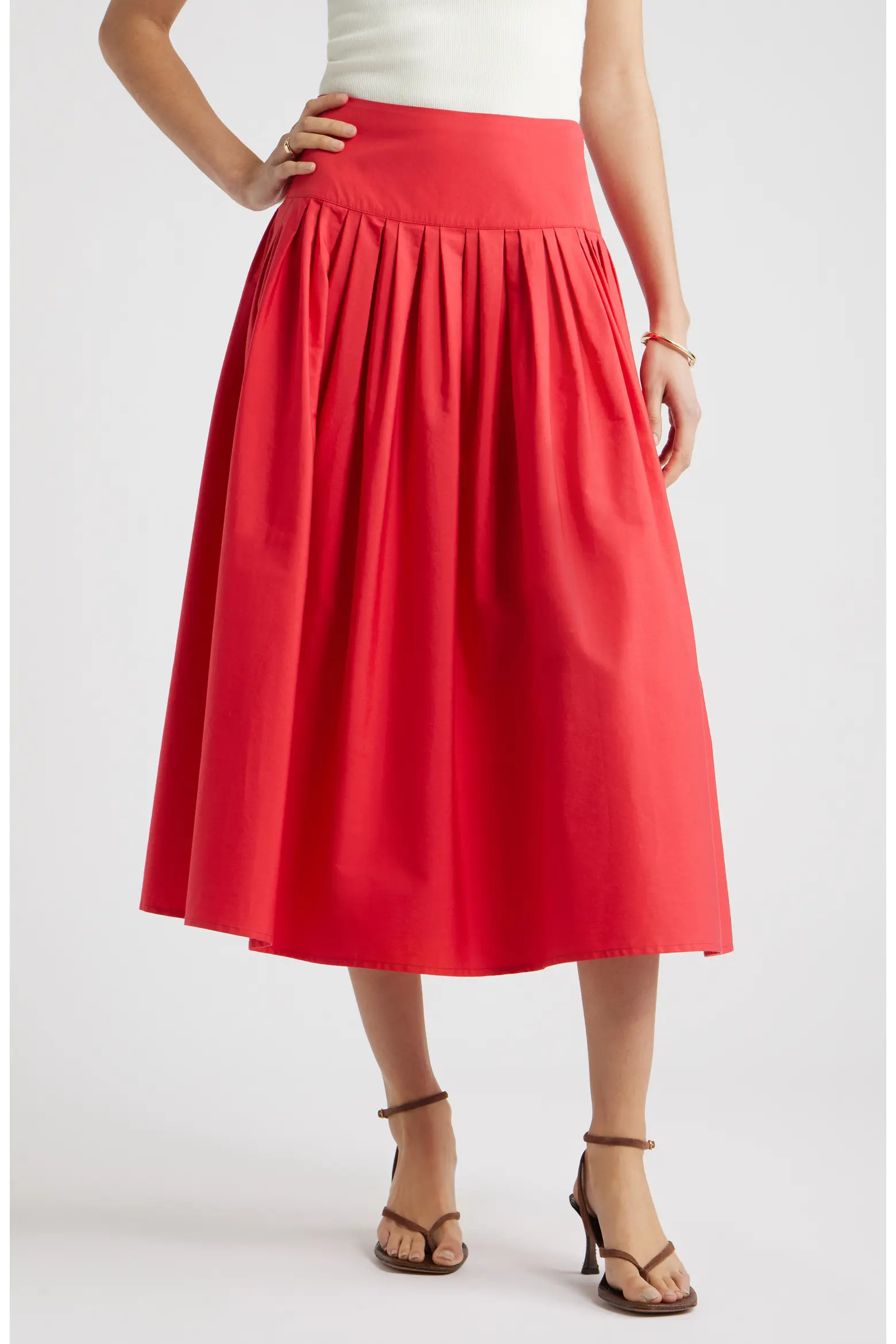 Pleated Cotton Poplin Skirt (Women) | Nordstrom | Nordstrom