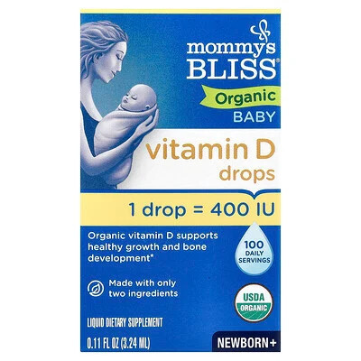 Mommy's Bliss, Organic Baby Vitamin D Drops, Newborn +, 0.11 fl oz (3.24 ml) | iHerb