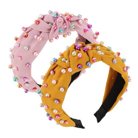 2 Pieces\/Bag Faux Pearl Headband Colorful Artificial Pearl Headband Cross Knot Hairband Twisted Hea | Walmart (US)