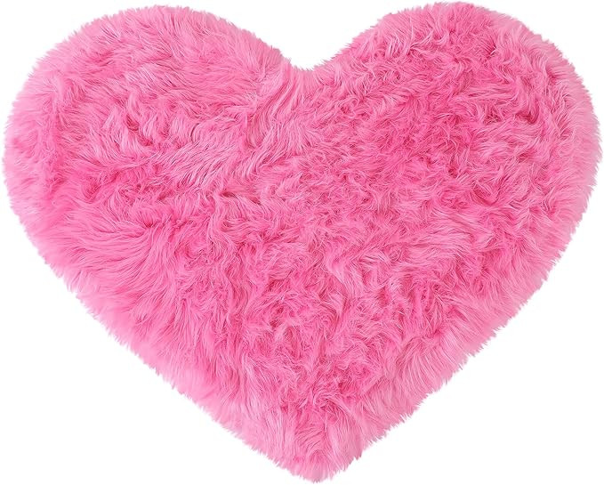 uxcell Heart Shaped Love Soft Faux Sheepskin Fur Plush Area Rugs for Home Living Room Sofa Floor ... | Amazon (CA)