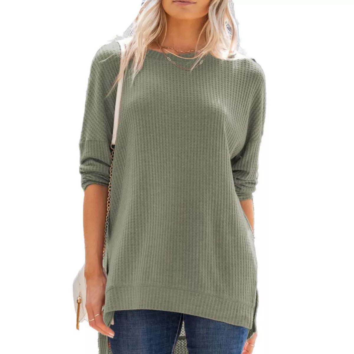 Amaryllis Women's Oversized Leopard Print Pullover Crew Neck Long Sleeve High-Low Hem Tunic Top | Target