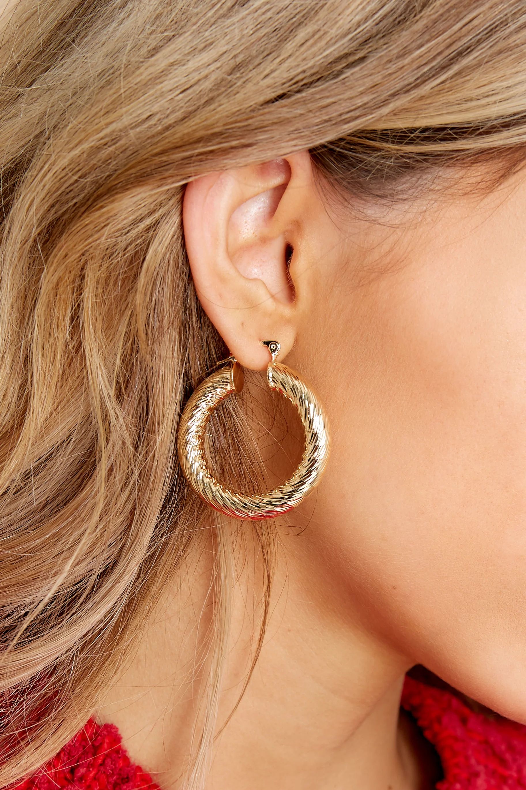 Perfect Touch Gold Hoop Earrings | Red Dress 