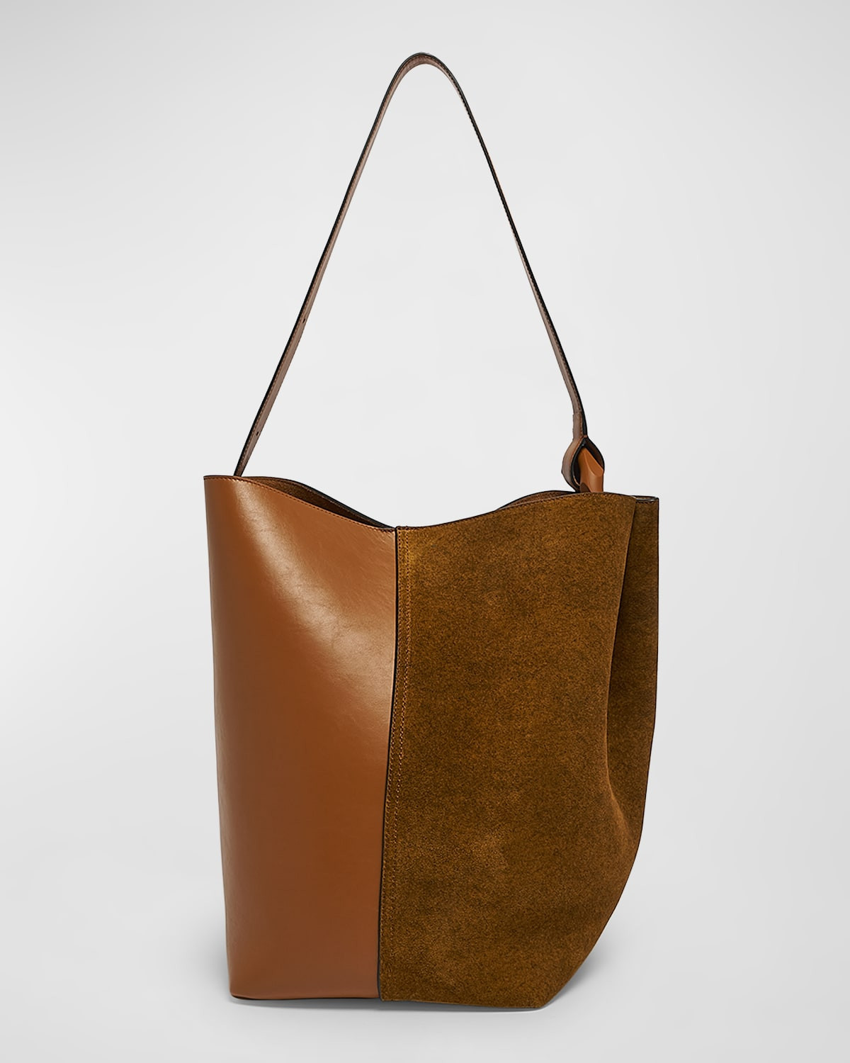 Corner Large Suede & Leather Bucket Bag | Neiman Marcus