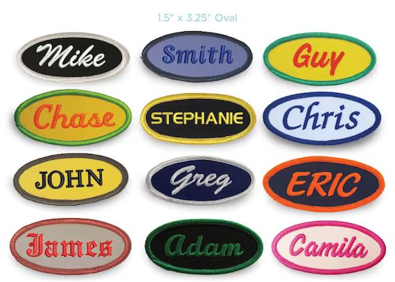Embroidered Custom Iron-on Oval Name Patch free Shipping - Etsy | Etsy (US)