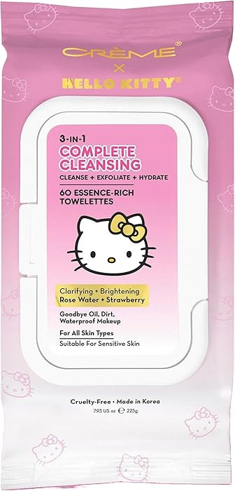 The Crème Shop Toallas 3 en 1 de Hello Kitty: Agua de rosas y fresa - Limpieza completa para ros... | Amazon (US)
