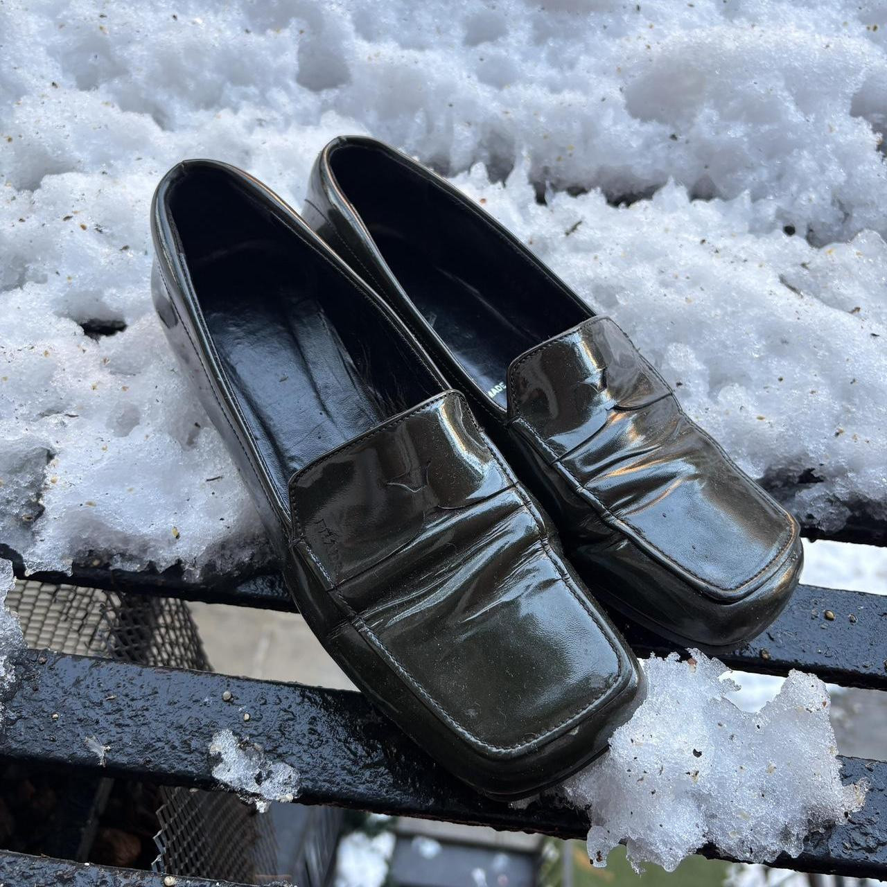 Prada Women's Loafers - Black/Green | Depop US