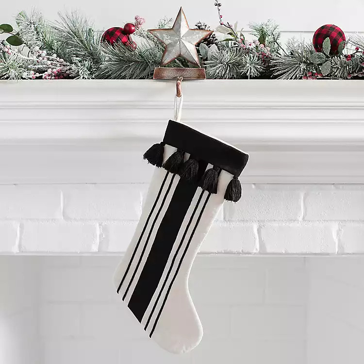 Black and Cream Stripe Stocking | Kirkland's Home