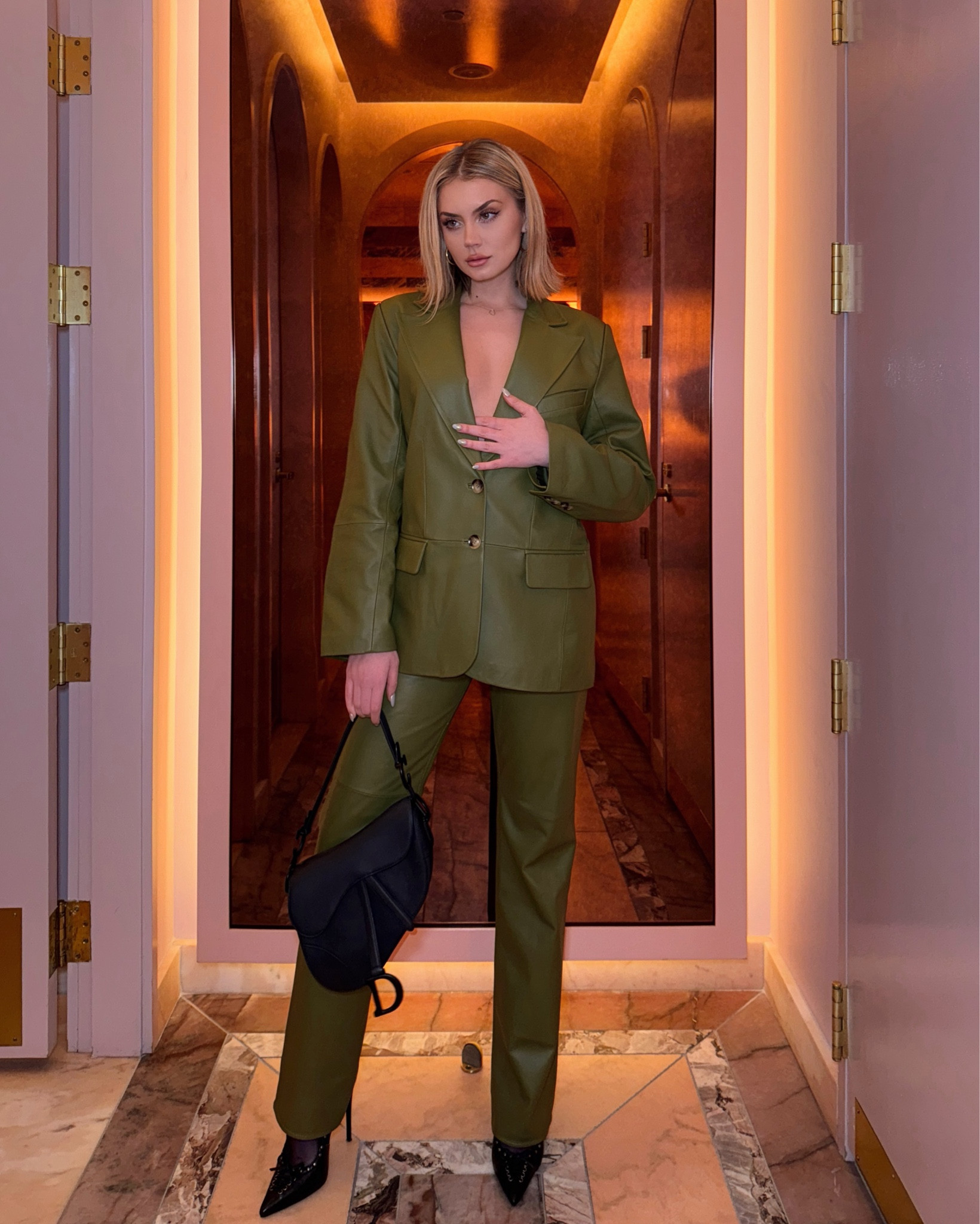 This leather blazer and pants set is perfect for when you want mean business 

Business chic | green leather | leather jacket | leather blazer | leather pants | oversized blazer | olive green | suit set 

#LTKsalealert #LTKGiftGuide #LTKSpringSale