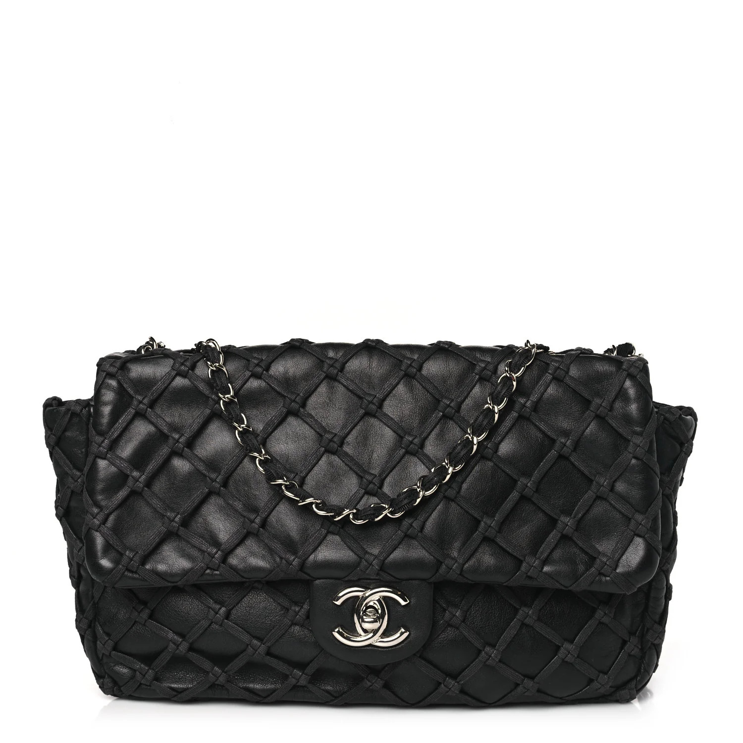 Lambskin Jumbo Canebiers Net Flap Black | FASHIONPHILE (US)