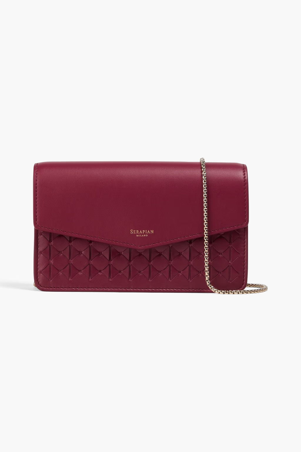 Mosaico woven leather clutch - burgundy - One Size | The Outnet (APAC)