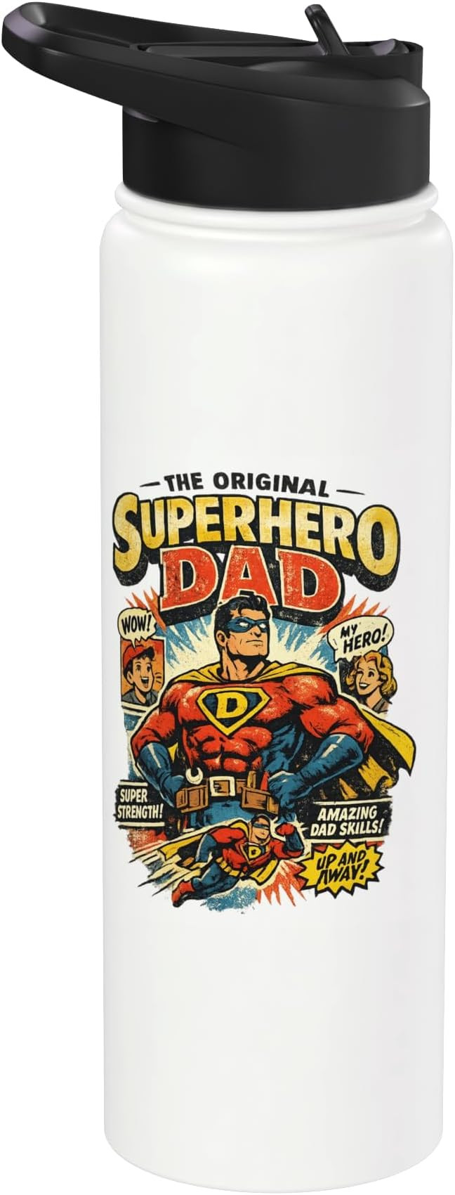 The Original Superhero Dad Vintage Comic Graphic Stainless Steel Insulated Water Bottle | Amazon (US)