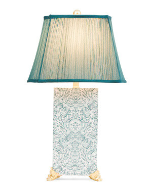 25in Printed Metal Table Lamp With Pleated Shade | Bedroom | Marshalls | Marshalls