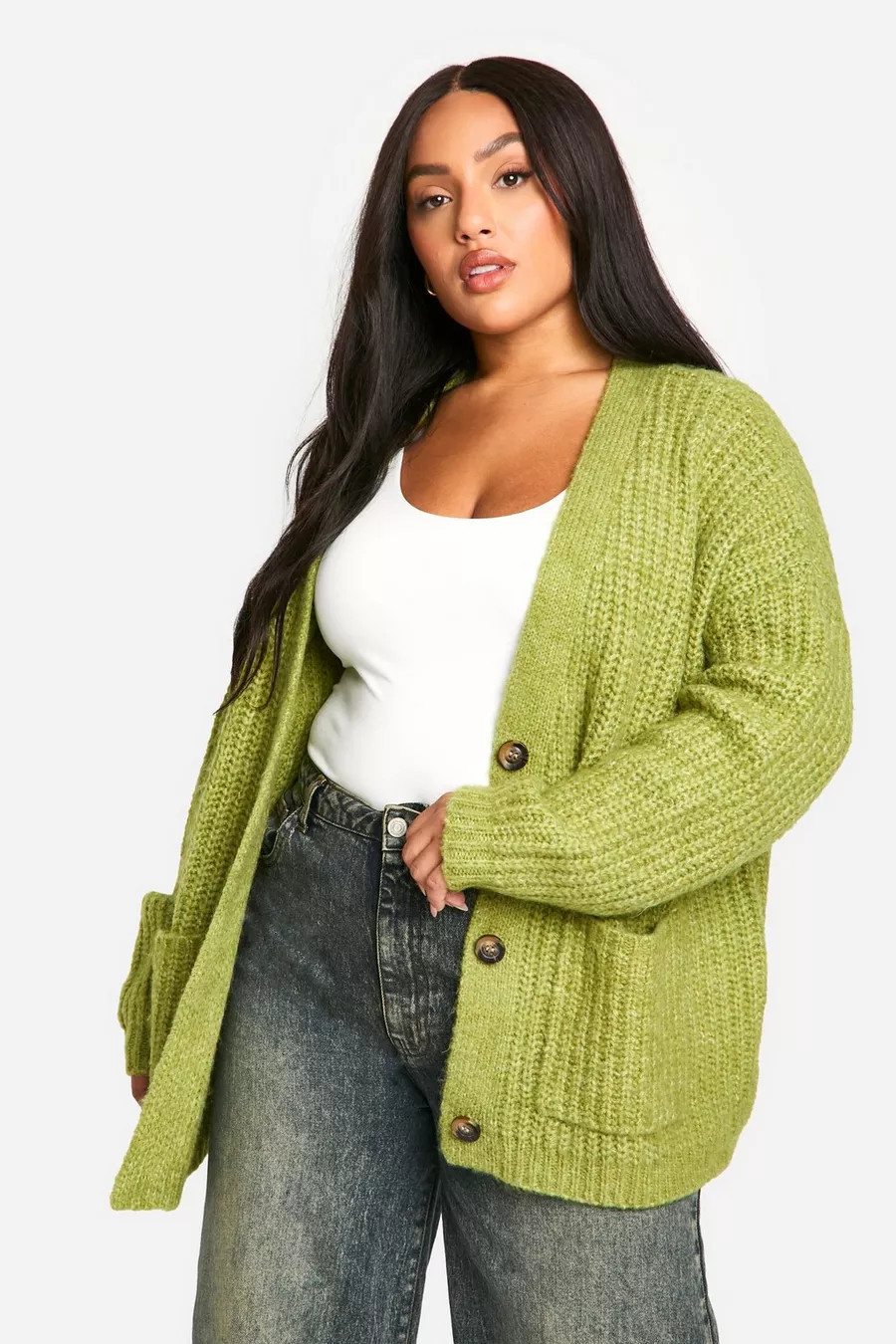 Plus Oversized Soft Knit Chunky Boyfriend Cardigan | boohoo (US & Canada)
