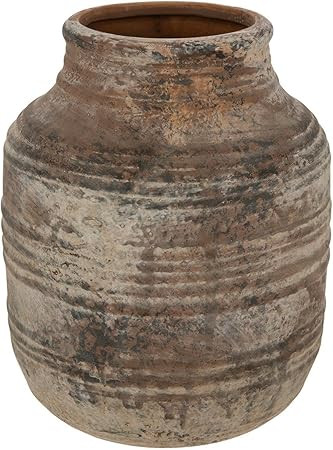 Hobby Lobby Beige Distressed Decorative Ceramic Vase, Rustic Beige with Dark Distressing, Ribbed ... | Amazon (US)
