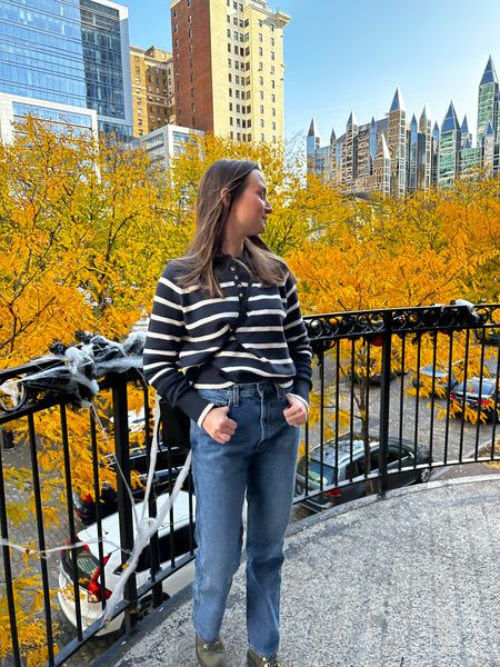 Striped sweater and city views 🏙️

#stripedsweater
#fallsweater
#agoldejeans
#straightlegjeans
#celinebag
#celinebeltbag

#LTKitbag #LTKSeasonal #LTKstyletip