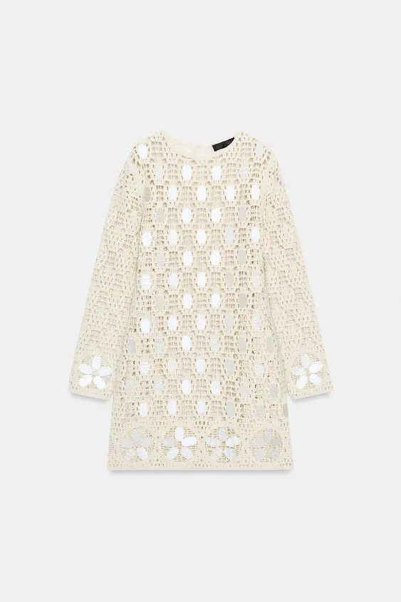 BEADED CUTWORK KNIT DRESS | Zara US