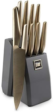 Cambridge Silversmiths Robert Irvine 10-Piece Hollow Handle Cutlery Block in Brushed Gold | Amazon (US)