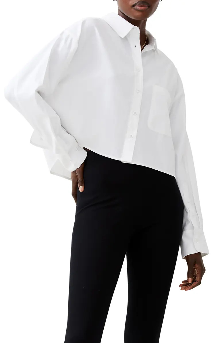 French Connection Crop Poplin Button-Up Shirt | Nordstrom | Nordstrom