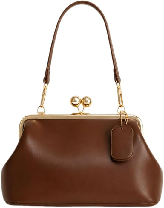 Kiss Lock Bag for Women Top Handle Handbag Kiss Clasp Shoulder Tote Purse | Amazon (US)