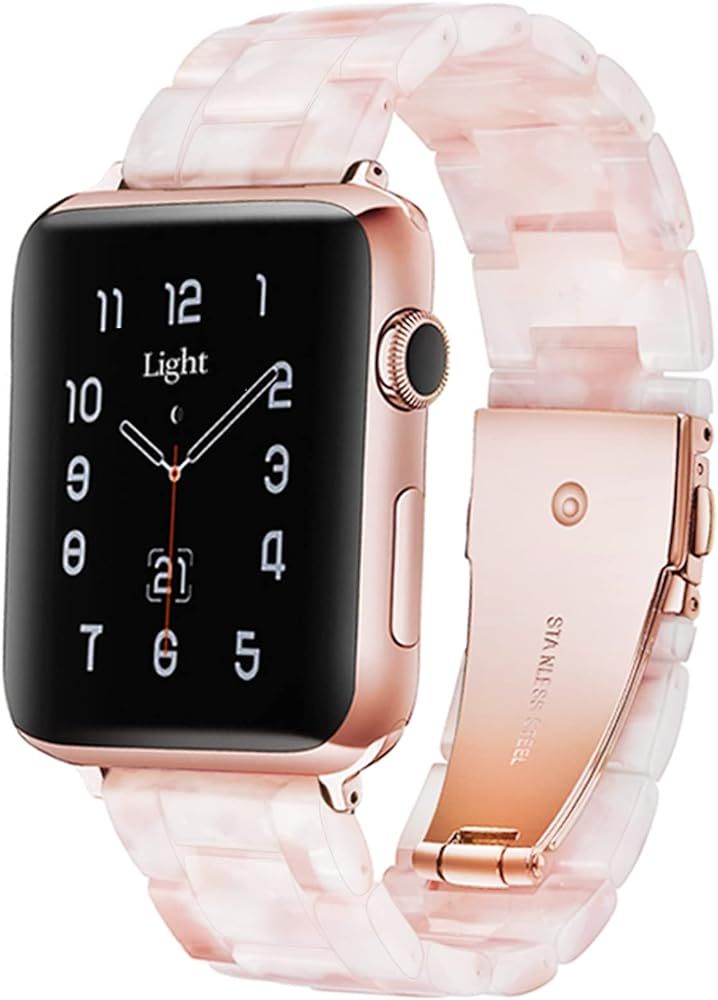 Light Apple Watch Band-Fashion Resin iWatch Bands Bracelet Compatible with Stainless Steel Buckle... | Amazon (US)