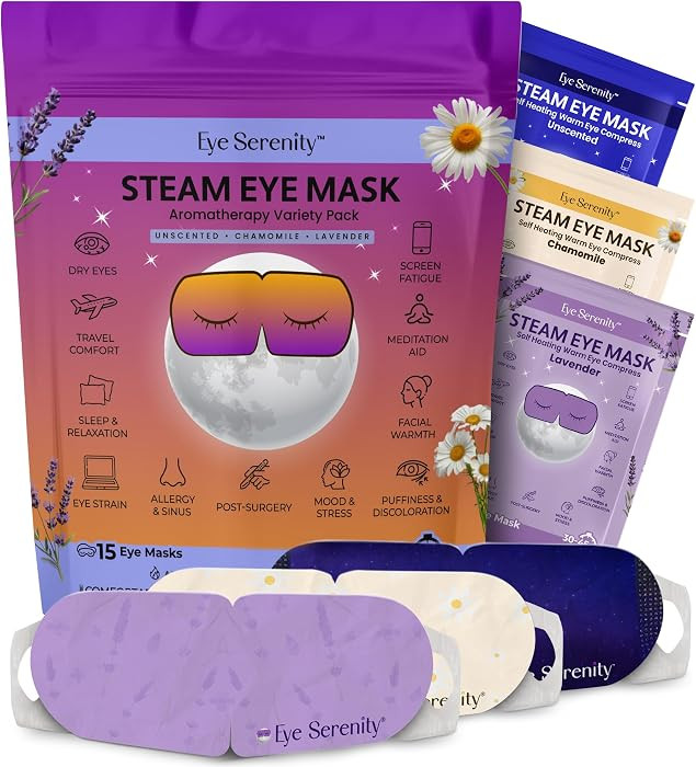 Eye Serenity Steam Eye Mask, Heated Eye Mask, Self Heating Warm Compress for Dry Eyes, Fast Relie... | Amazon (US)