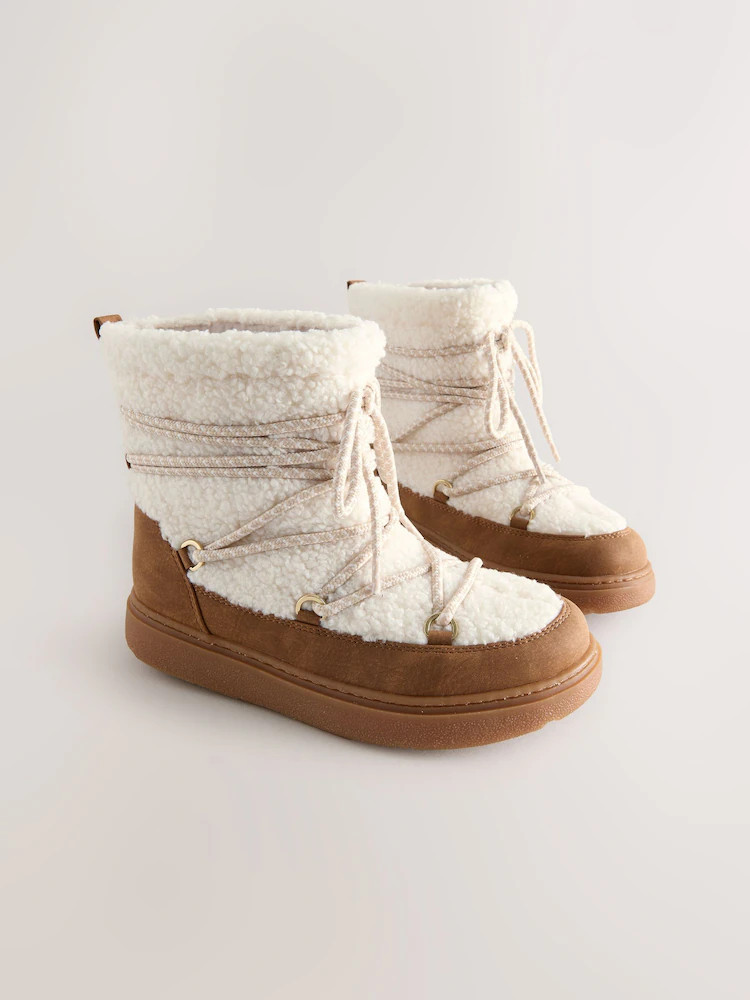 Tan Brown / Ecru Borg Water Resistant Boots | Next US