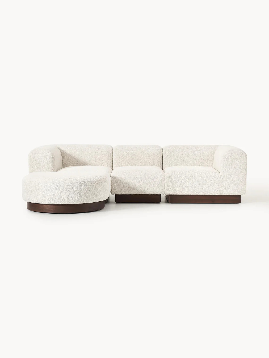 Modulares Sofa Natalie (3-Sitzer) aus Teddy-Bouclé mit Hocker (links/rechts) | Westwing EU