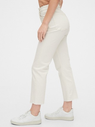 High Rise Curvy Cheeky Straight Jeans with Raw Hem | Gap (US)