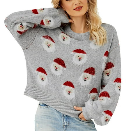 Christmas Sweaters for Women Fall Fashion Casual Long Sleeve Tops Crewneck Ribbed Knit Pullover Jumper Tops | Walmart (US)