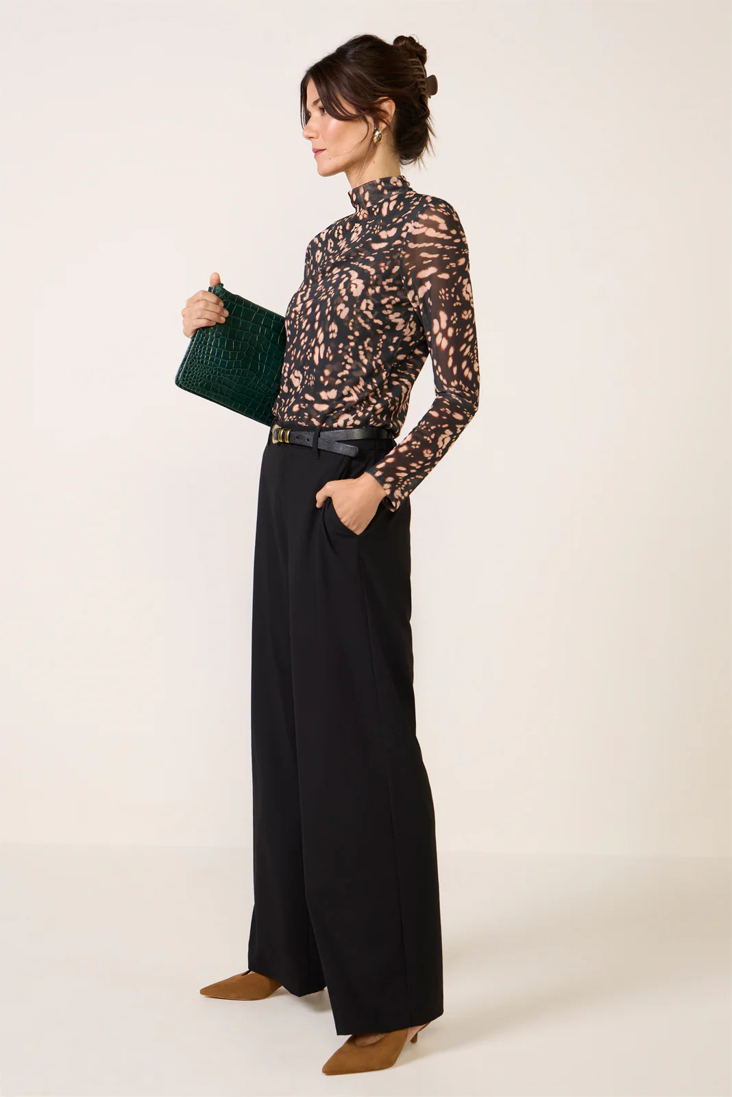 SANCTUARY Women's Long Sleeve Mesh Top, Size Medium, Black | Evereve