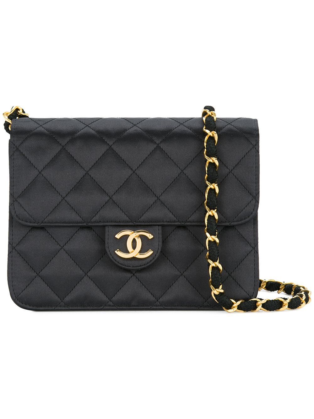 Chanel Vintage quilted chain shoulder bag - Black | FarFetch Global