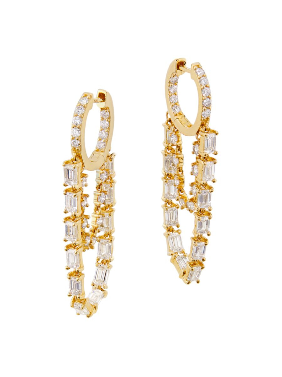14K Yellow Gold & 2.7 TCW Diamond Chain Drop Earrings | Saks Fifth Avenue