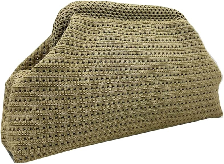 Women Clutch Purses,Summer Beach Woven Crochet Bag 2025,Evening Handbag Dumpling Striped Ruched C... | Amazon (US)