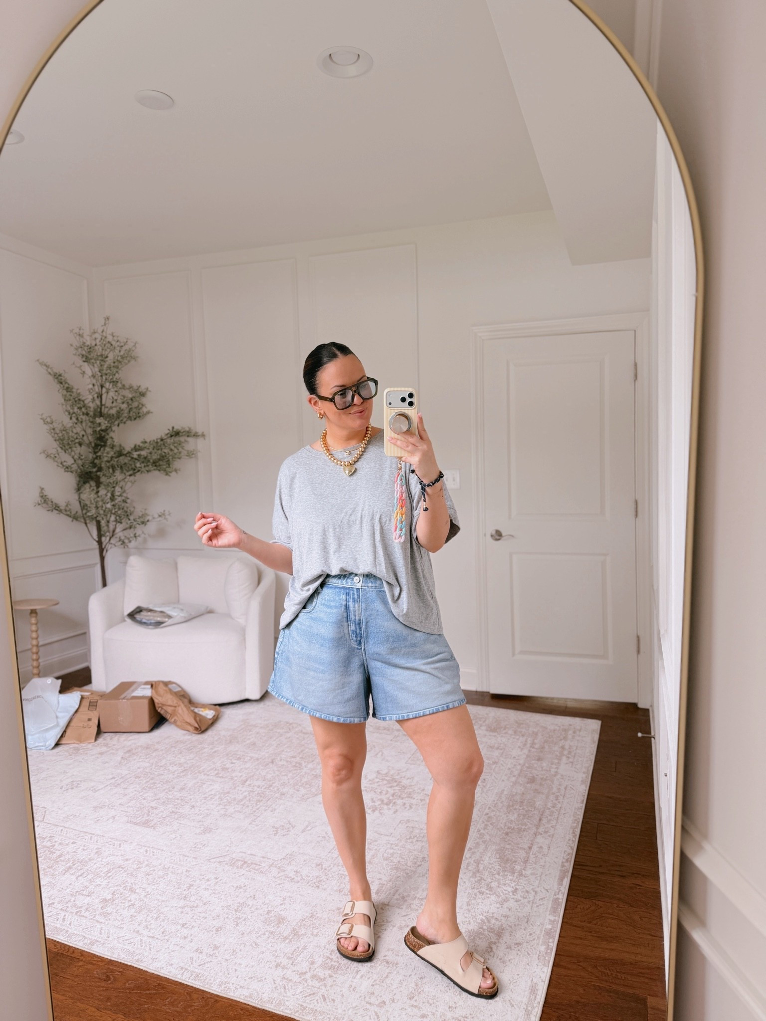 Wearing a large in the tee and an XL in the shorts..

#LTKmomlife #LTKootd #LTKMidsize