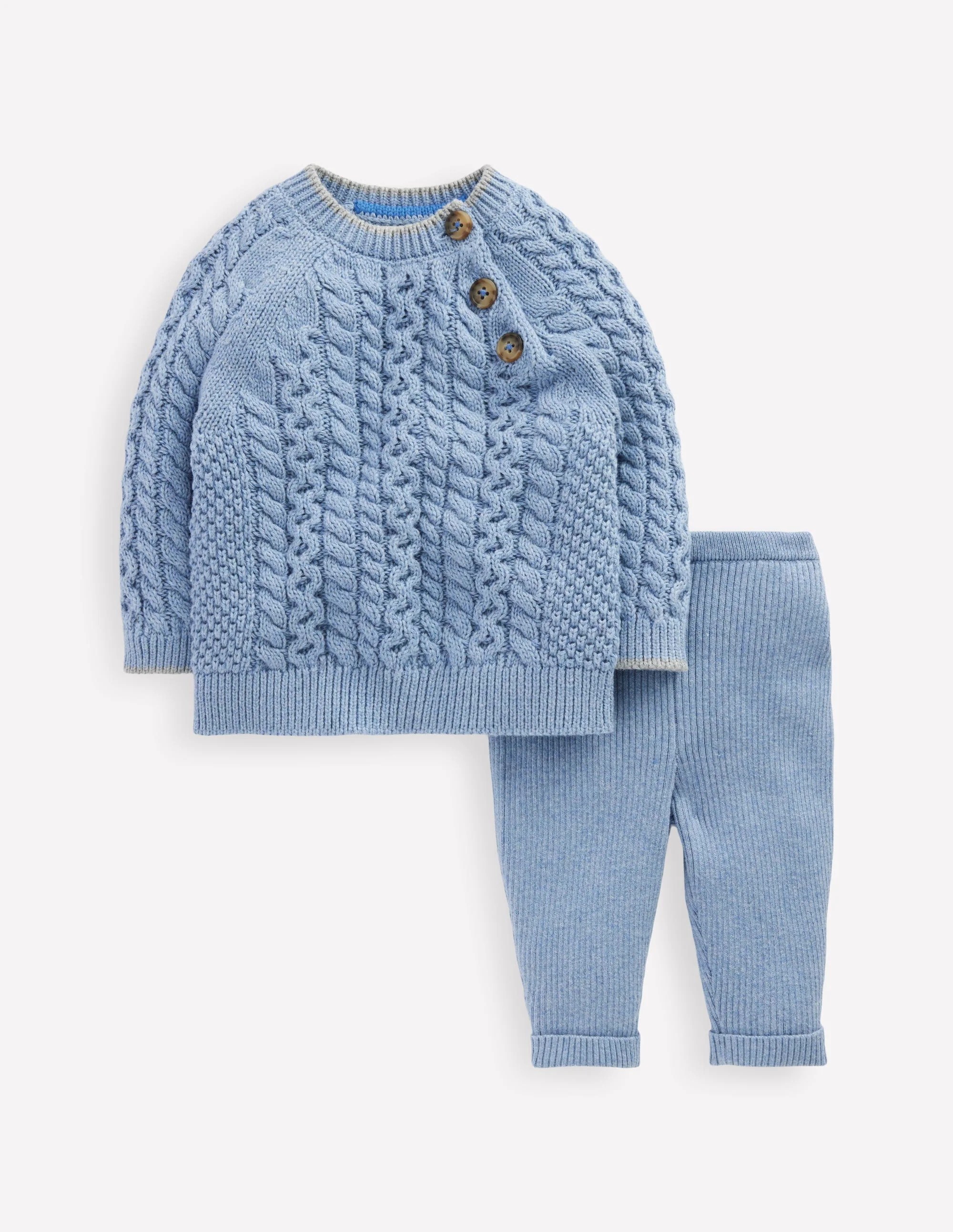 Cable Knitted Play Set-Glacier Blue Marl | Boden (US)