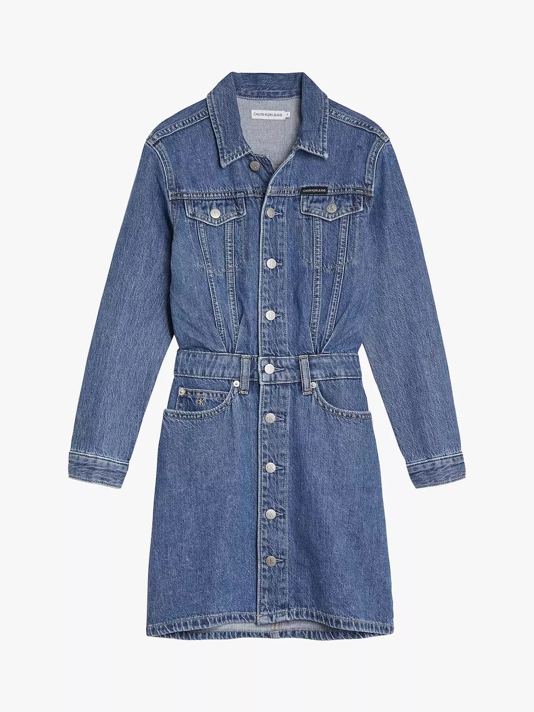 Calvin Klein Kids' Denim Jacket Dress, Authentic Mid Blue | John Lewis (UK)
