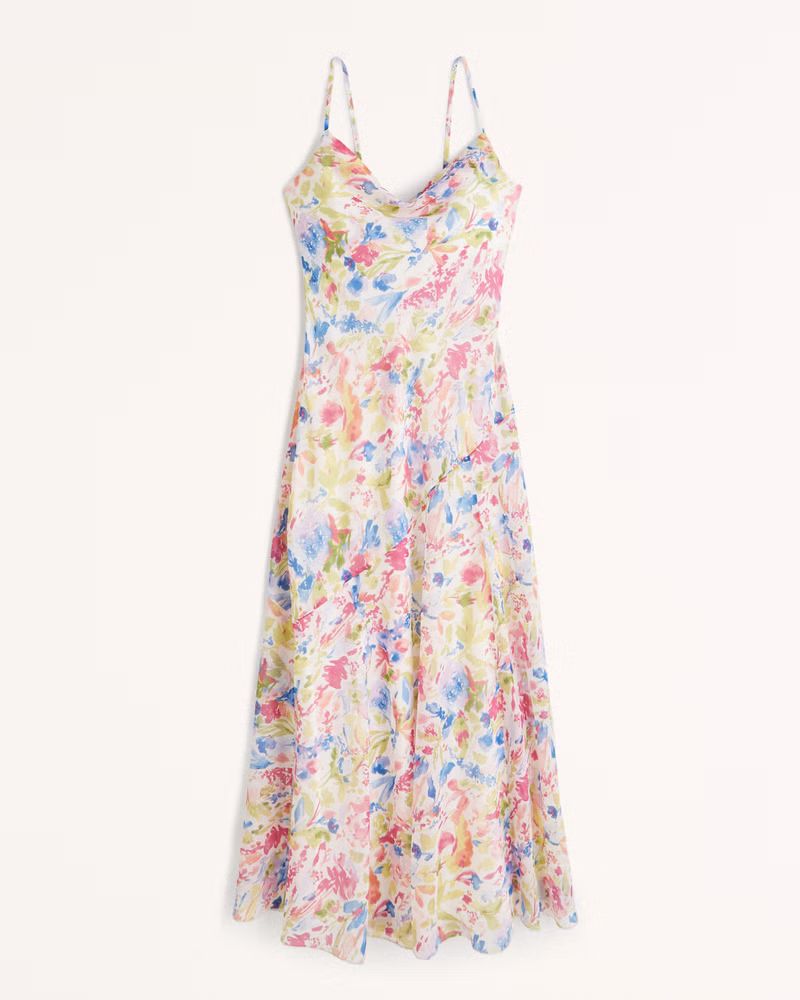 Abercrombie & Fitch Women's Cowl Neck Maxi Dress in Pink Floral - Size XS PET | Abercrombie & Fitch (US)