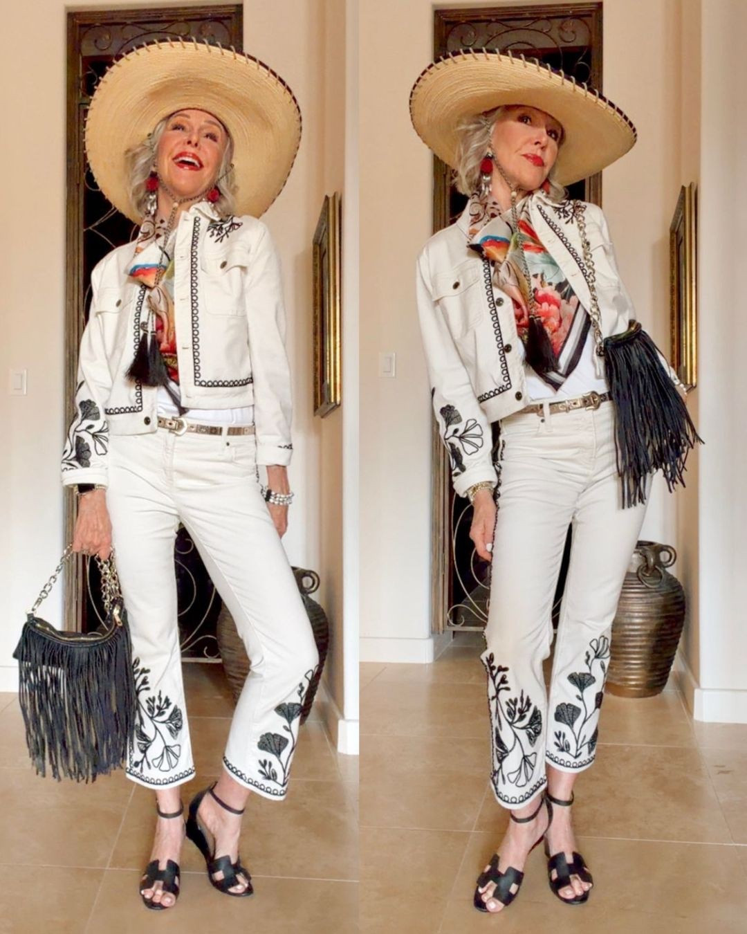 How about this cute outfit on major sale. Wear the embroidered crop jeans with a cute black tee or jacket. Wear the jacket over a skirt, pants, shorts, dress or jeans

#LTKootd #LTKSaleAlert #LTKOver40