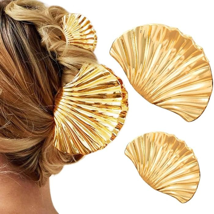 BARTOSI Seashell Hair Claw Clips Gold Metal Hair Clip Shell Claw Clips for Hair Fashion Hair Acce... | Amazon (US)