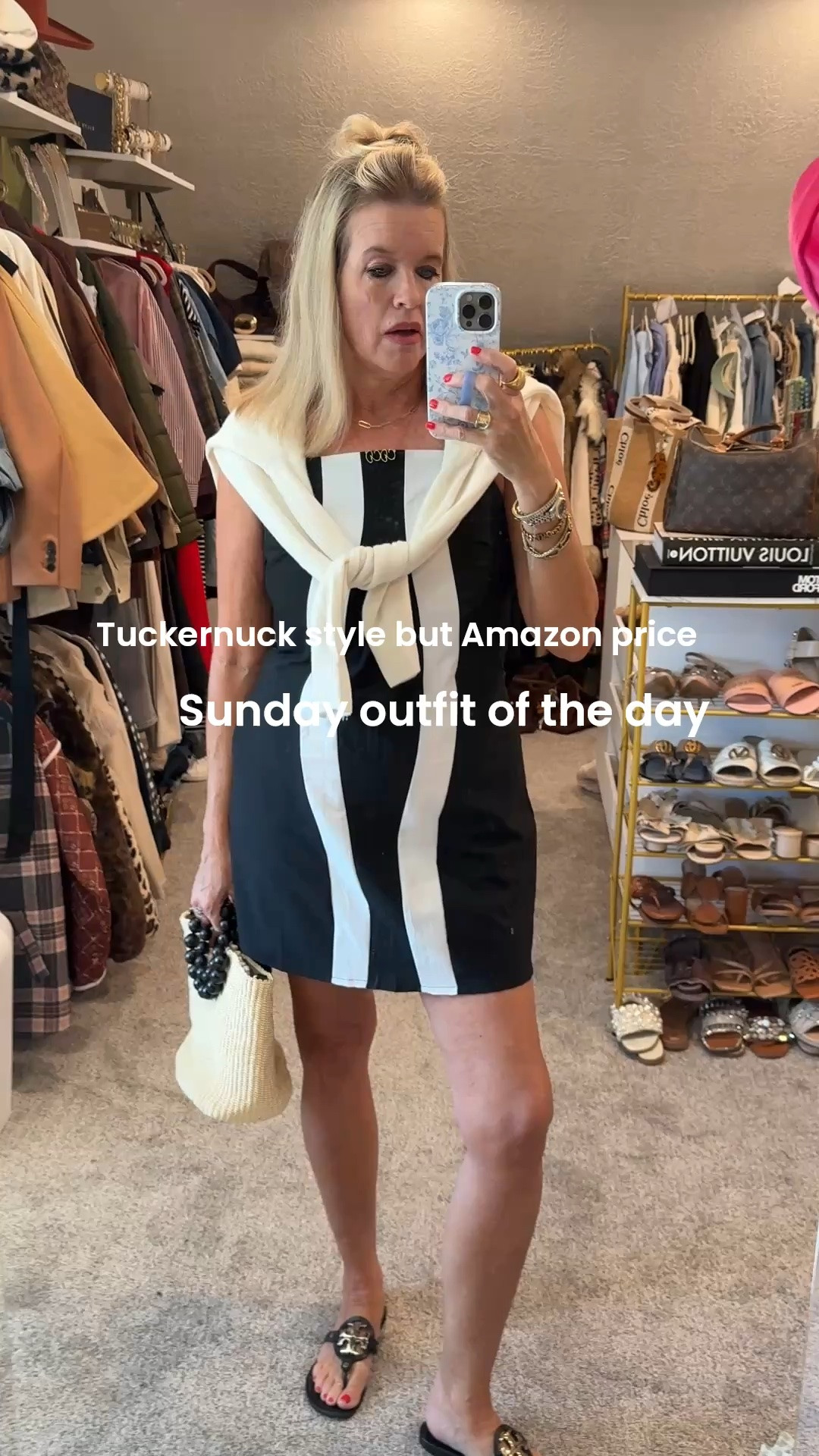 Tuckernuck Style at Amazon price
 The perfect summer dress- to dress up or down.

Cute on vacation- brunch- a afternoon wedding guest- 

Comes in several colors, super flattering, has pockets and good quality.

I love the  figure flattering, wave stripe  it really accents your figure 

Straw bag with beaded handles 

Tory Burch miller sandals 

Custom  name necklace “Coco “ my grandmother name 

Gold hoop earrings comes in a hoop pack super affordable 

Paperclip chain necklace mine in real gold

My everyday bracelet and watch  stack 

Cashmere sweater Quince

#LTKdayinmylife #LTKootd #LTKgrwm