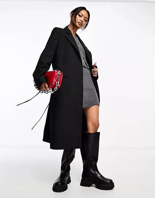 & Other Stories single breasted wool blend coat with belt in black | ASOS (Global)
